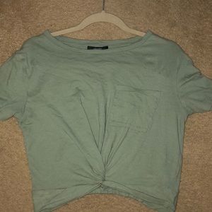 Army green crop top